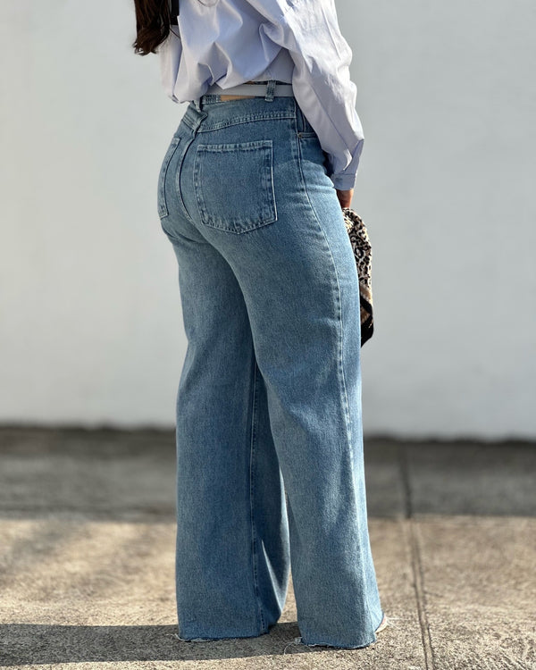 Calça Feminina Wide Leg Jeans Charlote