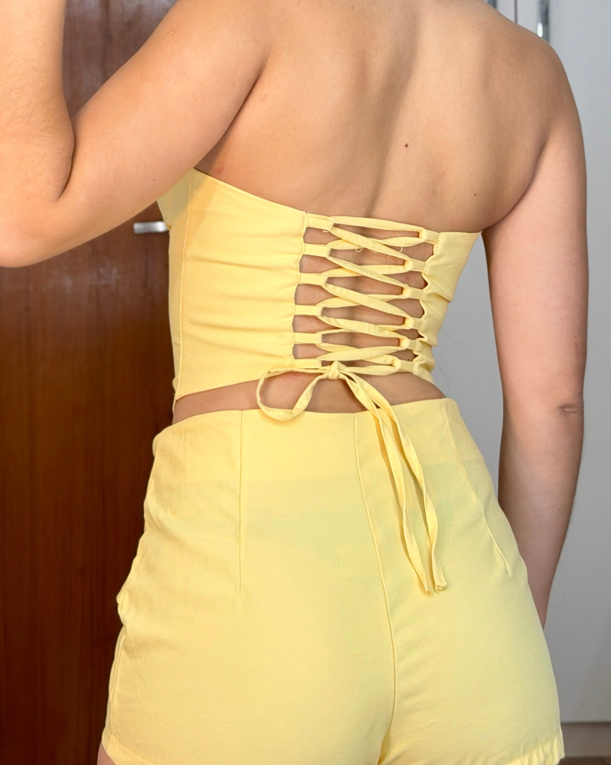 Conjunto Shorts e Corset com Amarração Tomara que Caia - Alany Boutique