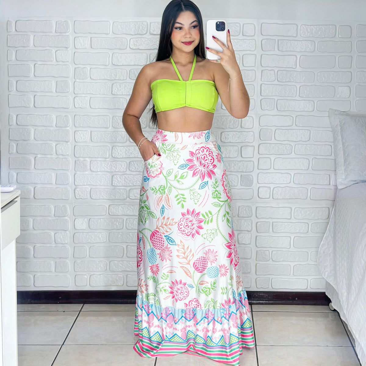 Conjunto Cropped + Saia Longa Summer - Alany Boutique