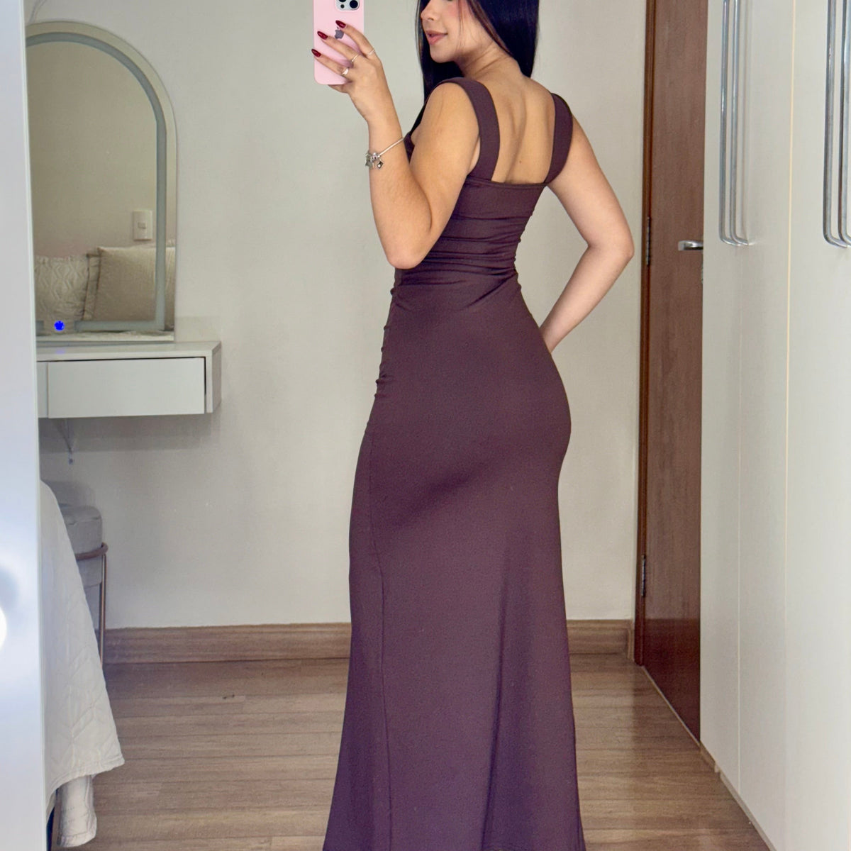 Vestido Longo Com Fenda Suplex - Alany Boutique