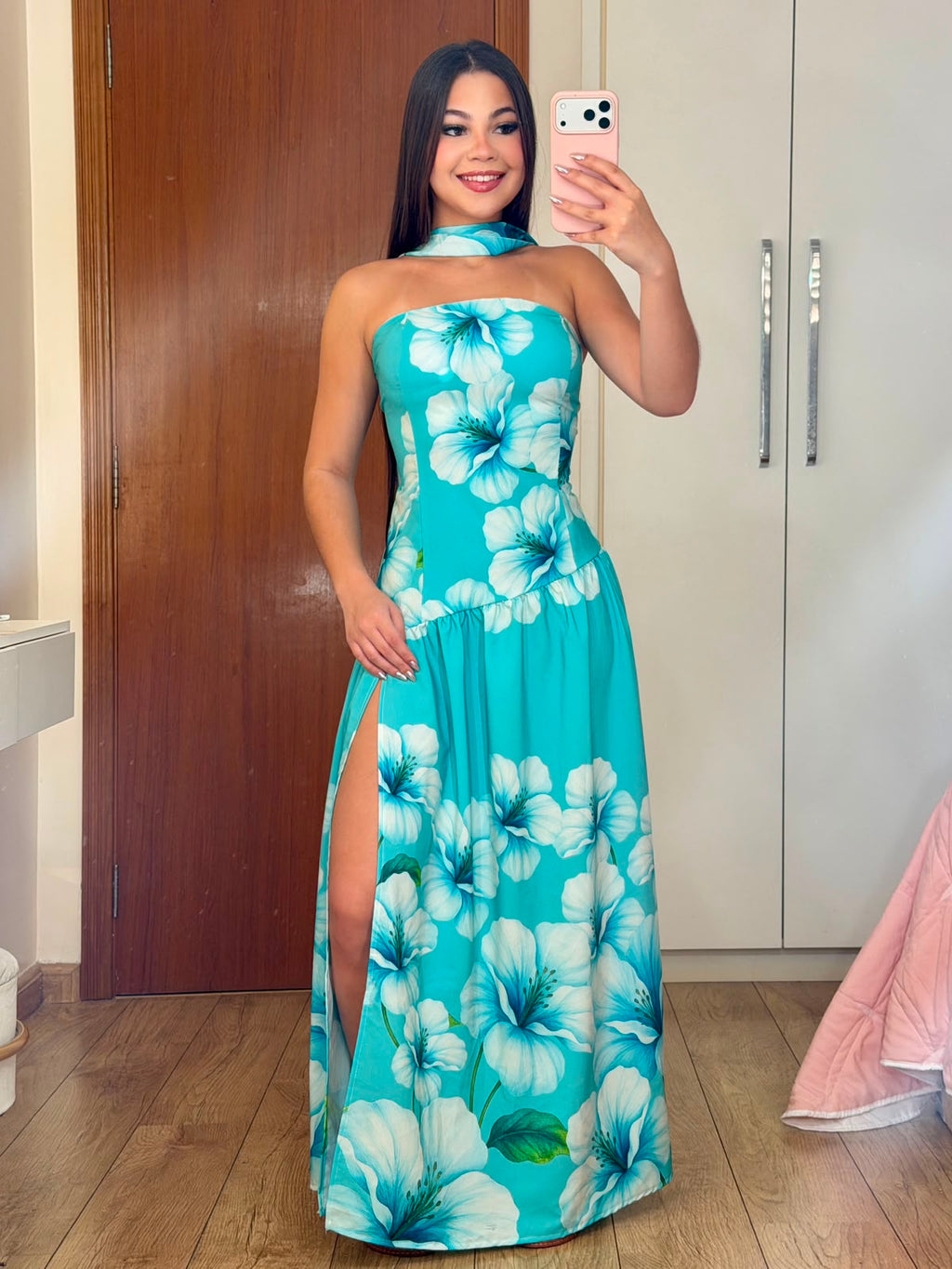 Vestido Longo Tomara que Caia e Fenda Com Chocker Elegante e Versátil - Alany Boutique