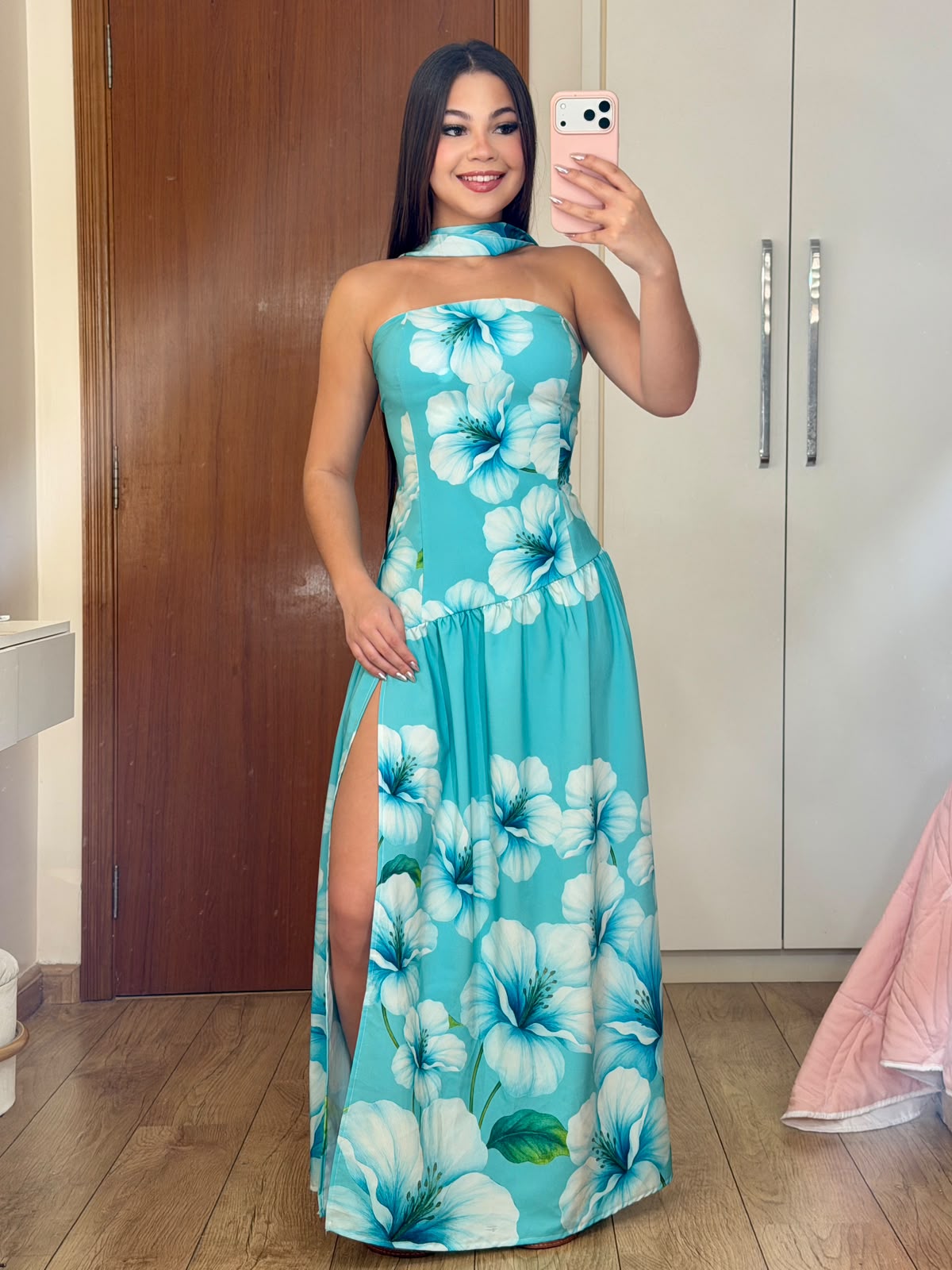 Vestido Longo Tomara que Caia e Fenda Com Chocker Elegante e Versátil - Alany Boutique