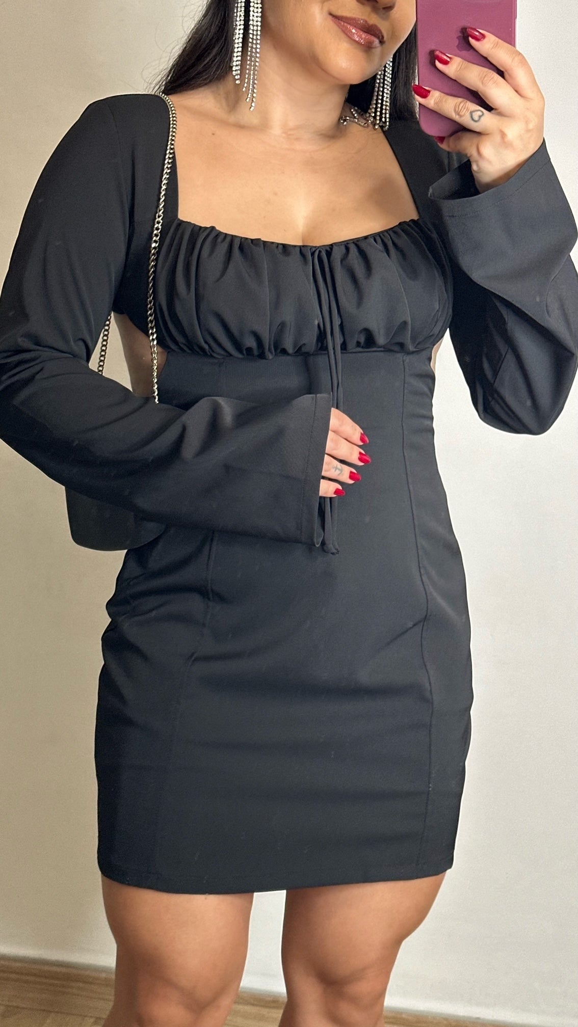 Vestido Feminino Manga Longa Sandy - Preto - Alany Boutique