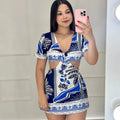 Macaquinho Encanto Azul com Preto - Alany Boutique