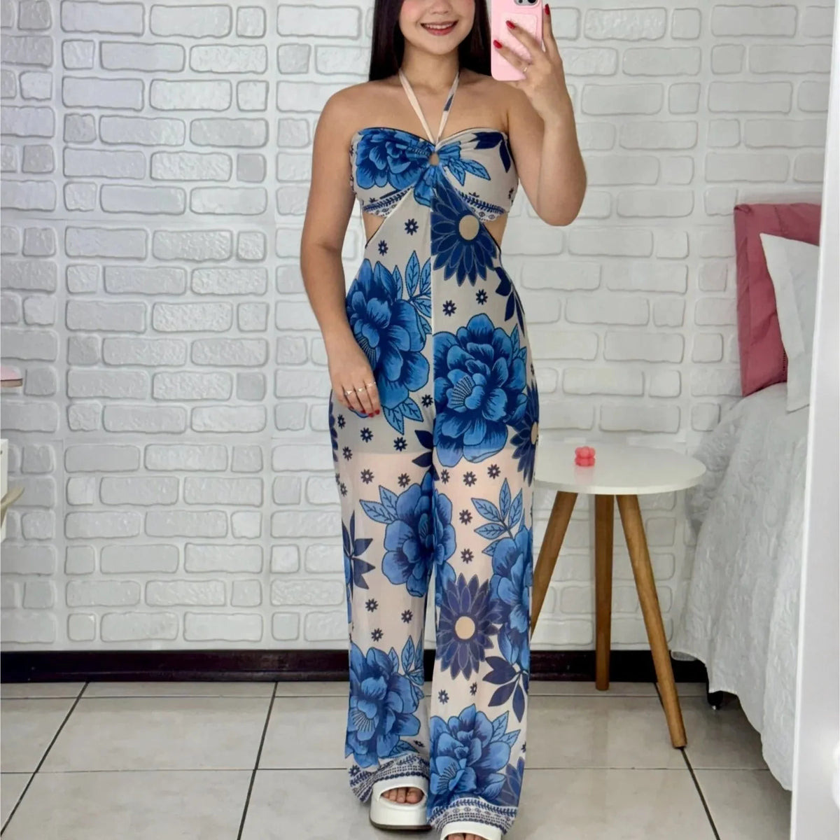 Macacão Longo Tule Azul - Alany Boutique