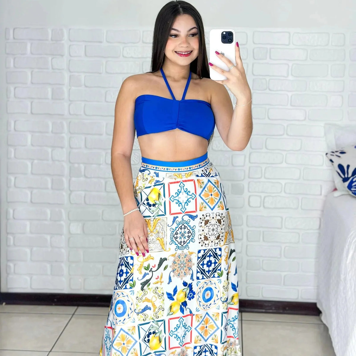 Conjunto Cropped + Saia Longa Summer - Alany Boutique